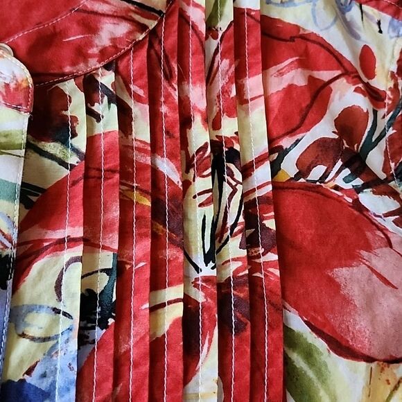 Tommy Bahama Floral 3/4 Long Sleeve Silk Cotton Blend Blouse - Picture 9 of 16